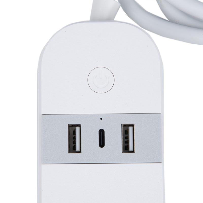 Умный сетевой фильтр Uniel UL-00011386 Wi-Fi. 1.8м Пвс 3х1.5. 4 гнезда. с-з. 2USB+Type-C 5В 3A 16A 3680Вт P-GCL4-1,8 A201/UC/WF WHITE
