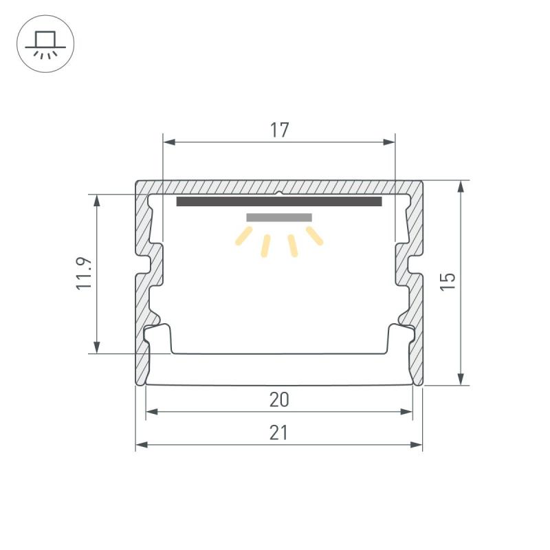 Профиль Arlight FANTOM-BENT-W21-TOP-2000 ANOD (Алюминий) 064493