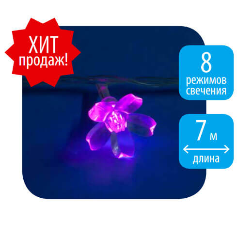 Светодиодная гирлянда (07933) Uniel Сакура 220V розовый ULD-S0700-050/DTA PINK IP20 PINK SAKURA