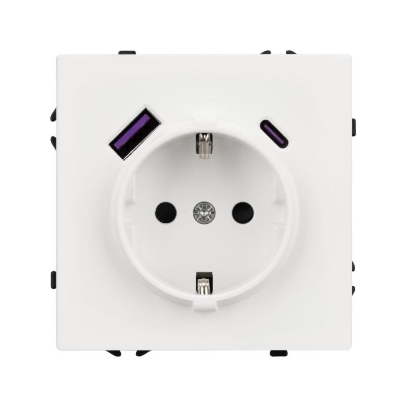 Механизм розетки с USB зарядкой Arlight SCT-NOBE-MUAC-SFPL-WH (230V, 16A) 054284