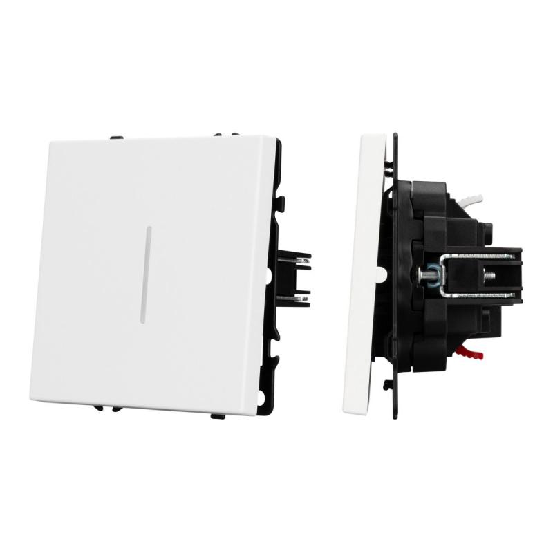 Выключатель проходной 1 кл подсветка софт-тач белый кварц Arlight SWT-MKP1-SFPL-L-WH (250V, 10A) 054236(1)