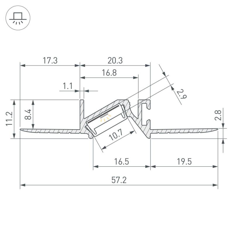 Профиль Arlight PDS-BEVEL-F-HIDE-2000 (Алюминий) 063420