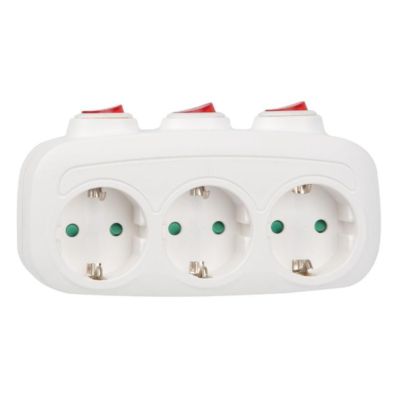 Разветвитель сетевой с выключателем Uniel S-GES3-16OB WHITE UL-00011239