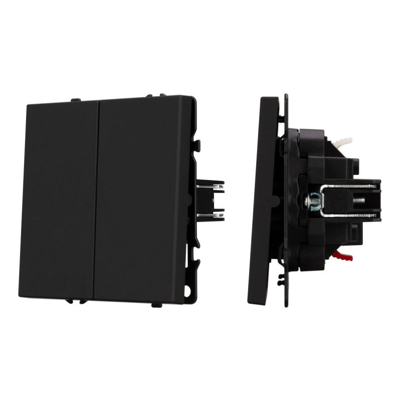 Механизм выключателя двухклавишный проходной Arlight SWT-NOBE-MKP2-SFPL-BK (230V, 10A) 054255