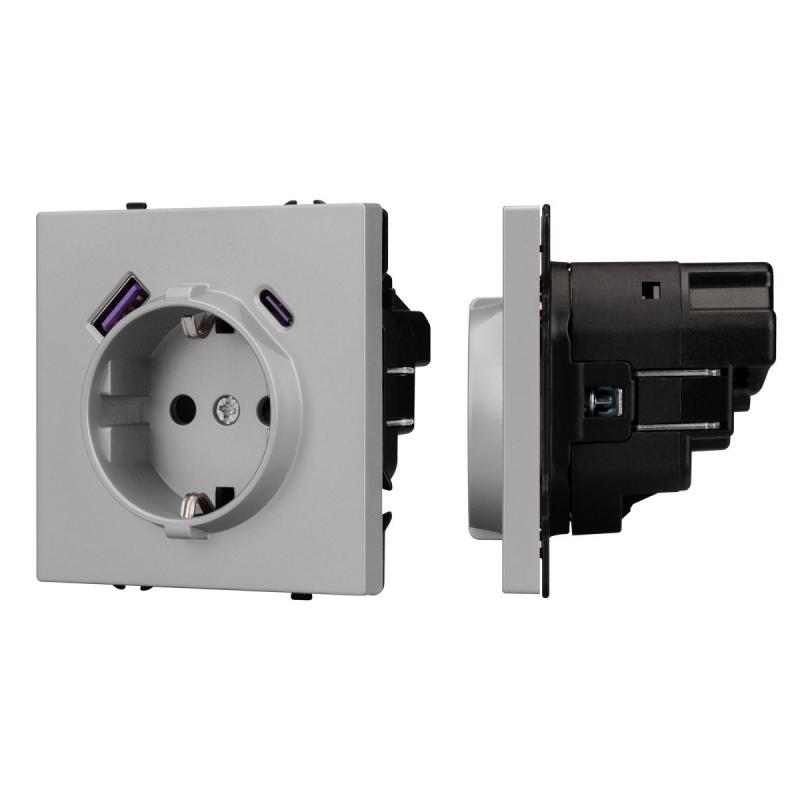 Розетка зк со шторками с USB тип А+С софт-тач никель Arlight SCT-MUAC-SFPL-IS (250V, 16A) 059445(1)