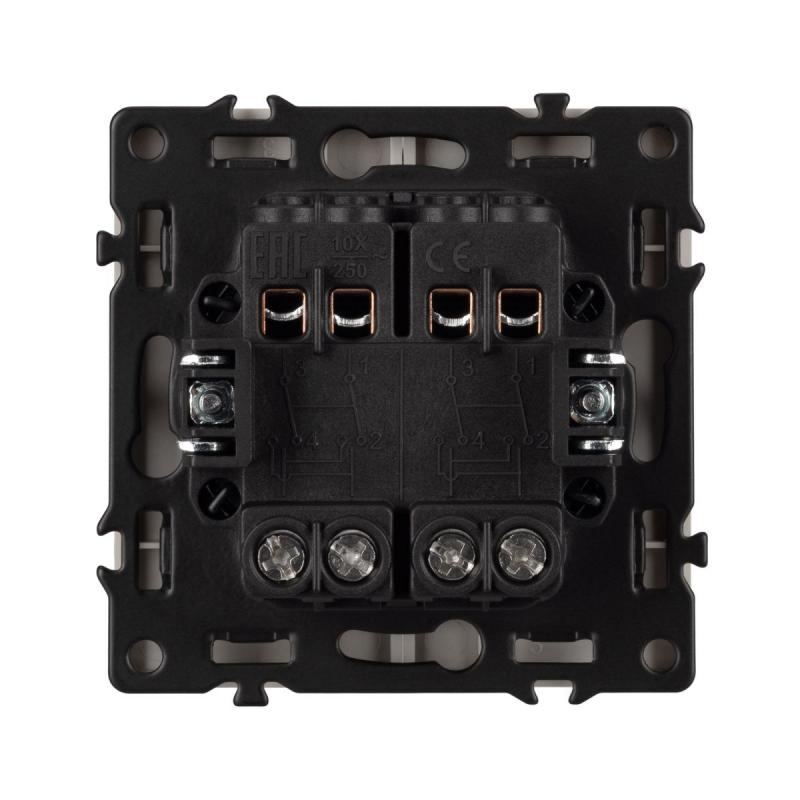 Механизм выключателя двухклавишный перекрёстный Arlight SWT-NOBE-MKX2-SFPL-IS (230V, 10A) (Никель) 061794