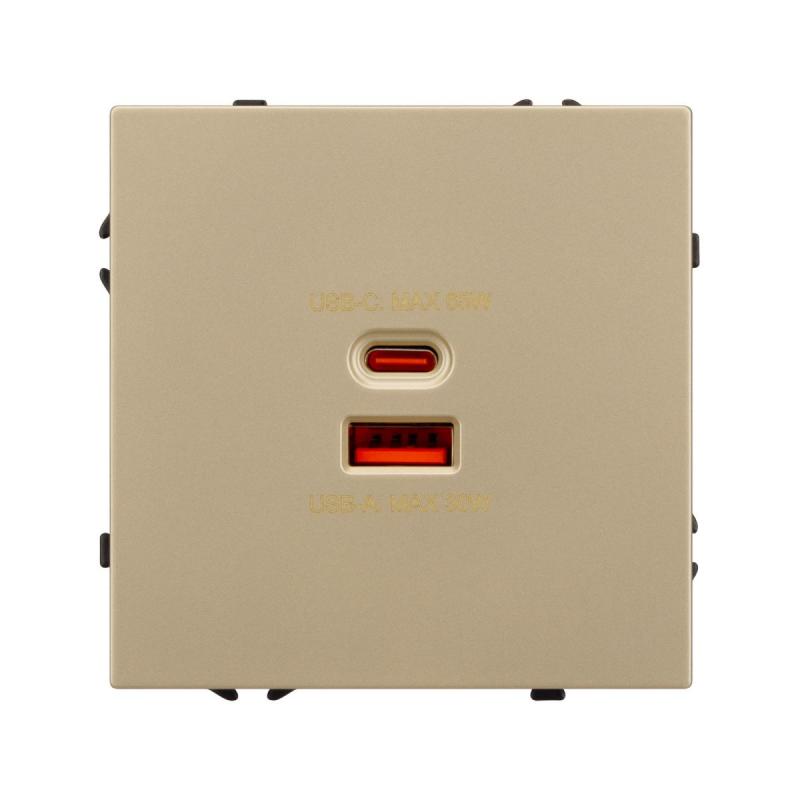 Механизм розетки с быстрой USB зарядкой Arlight SCT-NOBE-MUAC-SFPL-FC-GD (65W, QC3) 054318