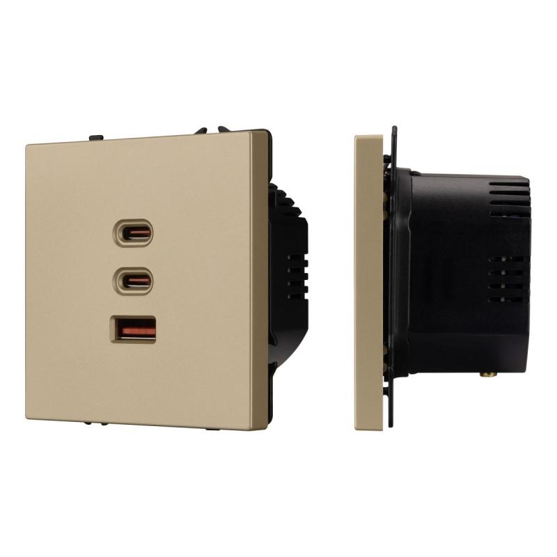 Механизм розетки с быстрой USB зарядкой Arlight SCT-NOBE-MUACC-SFPL-FC-GD (65W, QC3) 061836