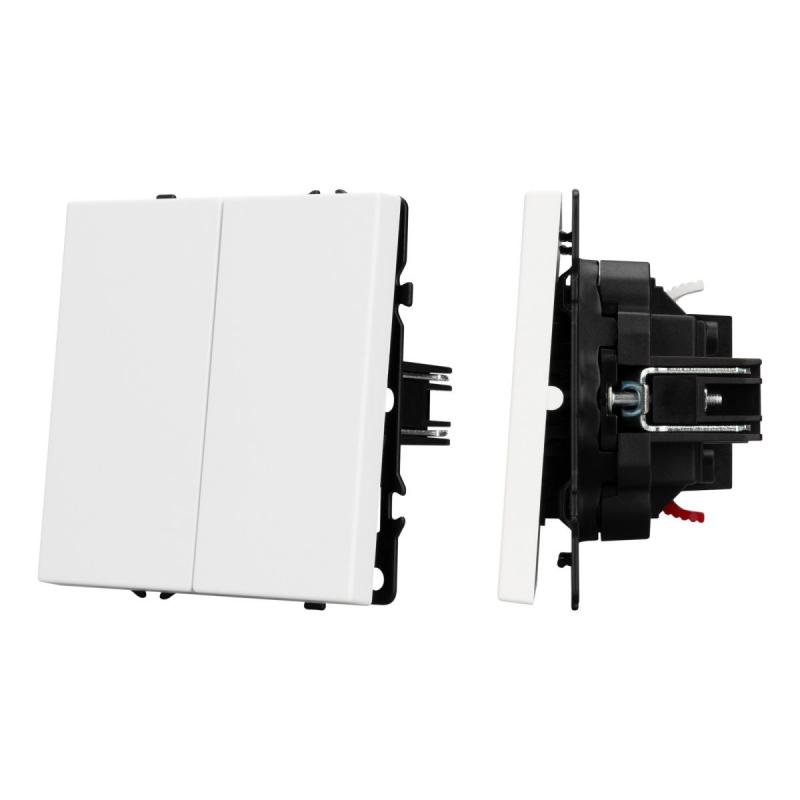 Механизм выключателя двухклавишный проходной Arlight SWT-NOBE-MKP2-SFPL-WH (230V, 10A) 054242