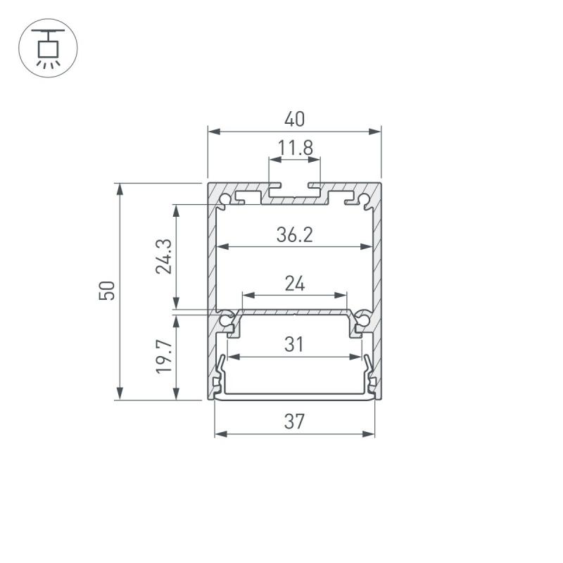 Профиль Arlight IP-LINE-4050-2000 ANOD (Алюминий) 055135