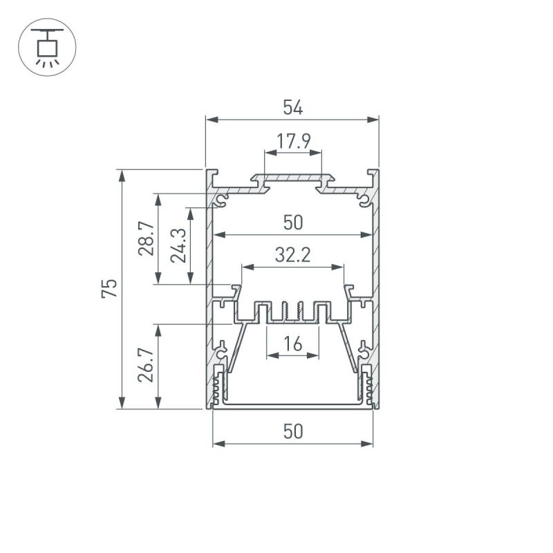 Профиль Arlight IP-LINE-5475-2000 BLACK (Алюминий) 053899