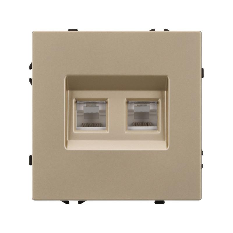 Розетка компьютерная двойная софт-тач золотой песок Arlight SCT-MPC2-SFPL-GD (2хRJ-45, CAT6) 054314(1)