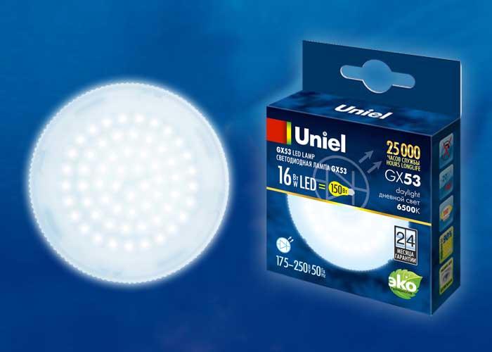 Лампа светодиодная (UL-00005314) Uniel GX53 13W 6500K матовая LED-GX53-13W/6500K/GX53/FR PLZ01WH