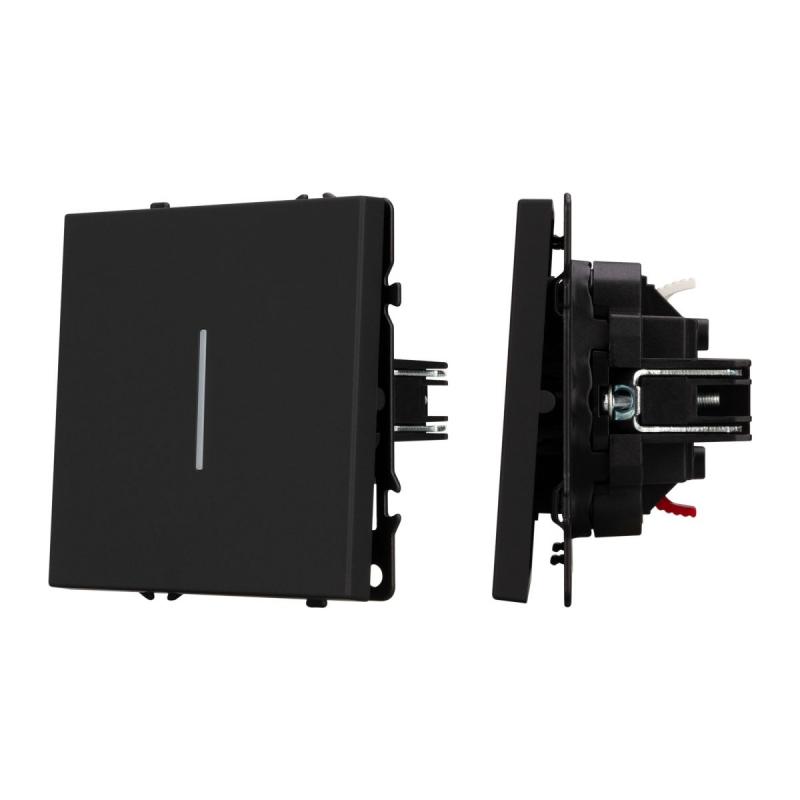 Выключатель 1 кл подсветка софт-тач черный оникс Arlight SWT-MK01-SFPL-L-BK (250V, 10A) 054258(1)