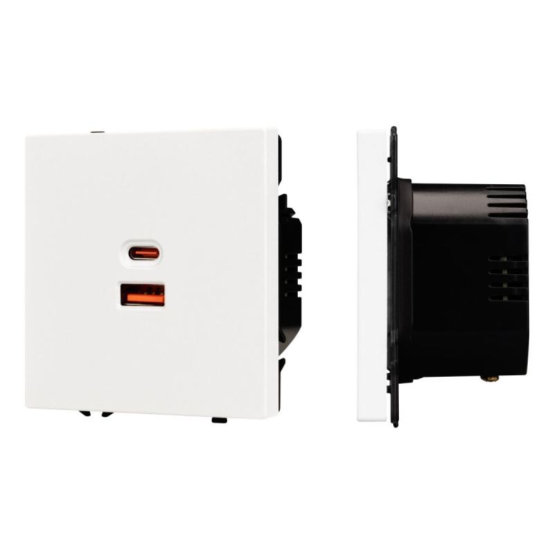 USB Розетка тип A+C софт-тач белый кварц Arlight SCT-MUAC-SFPL-FC-WH (65W, QC3) 054316(1)