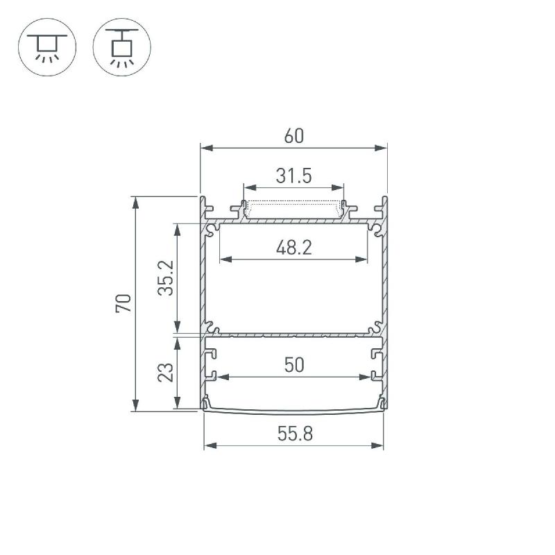 Профиль Arlight LINE-6070-2000 ANOD 046401