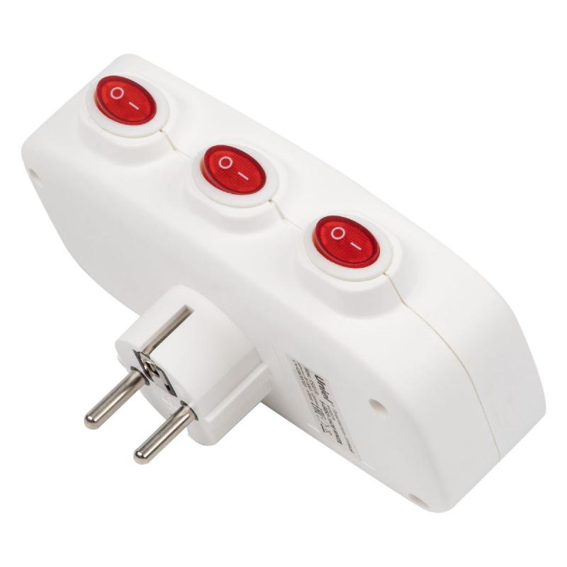 Разветвитель сетевой с выключателем Uniel S-GES3-16OB WHITE UL-00011239