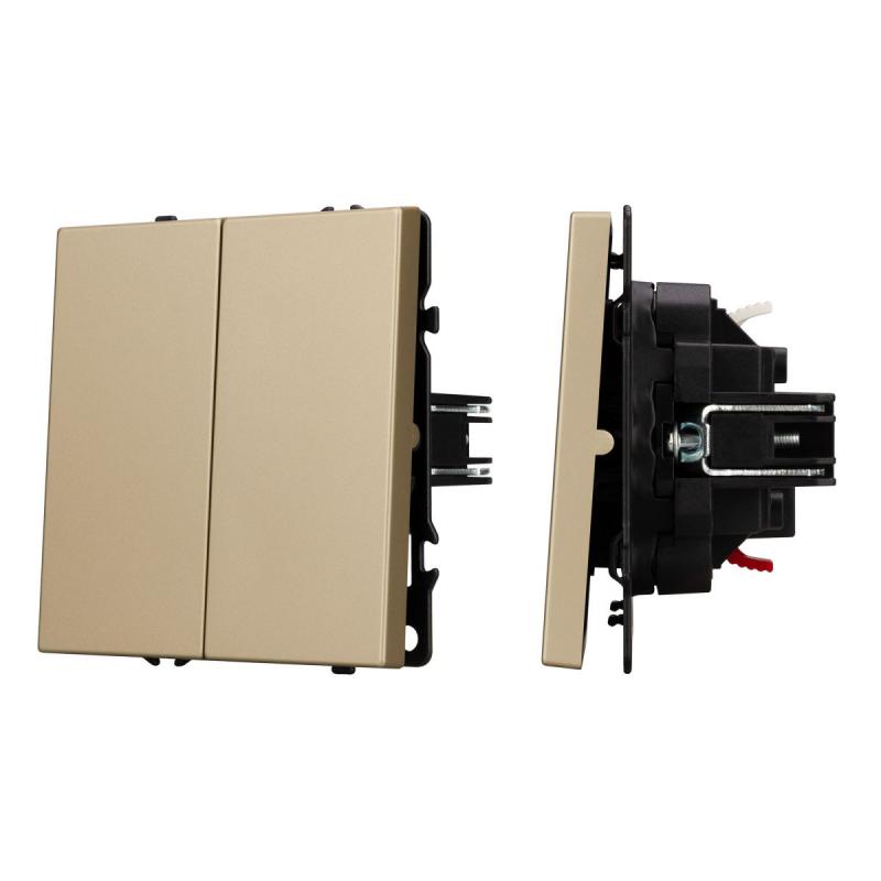 Выключатель проходной 2 кл софт-тач золотой песок Arlight SWT-MKP2-SFPL-GD (250V, 10A) 054256(1)