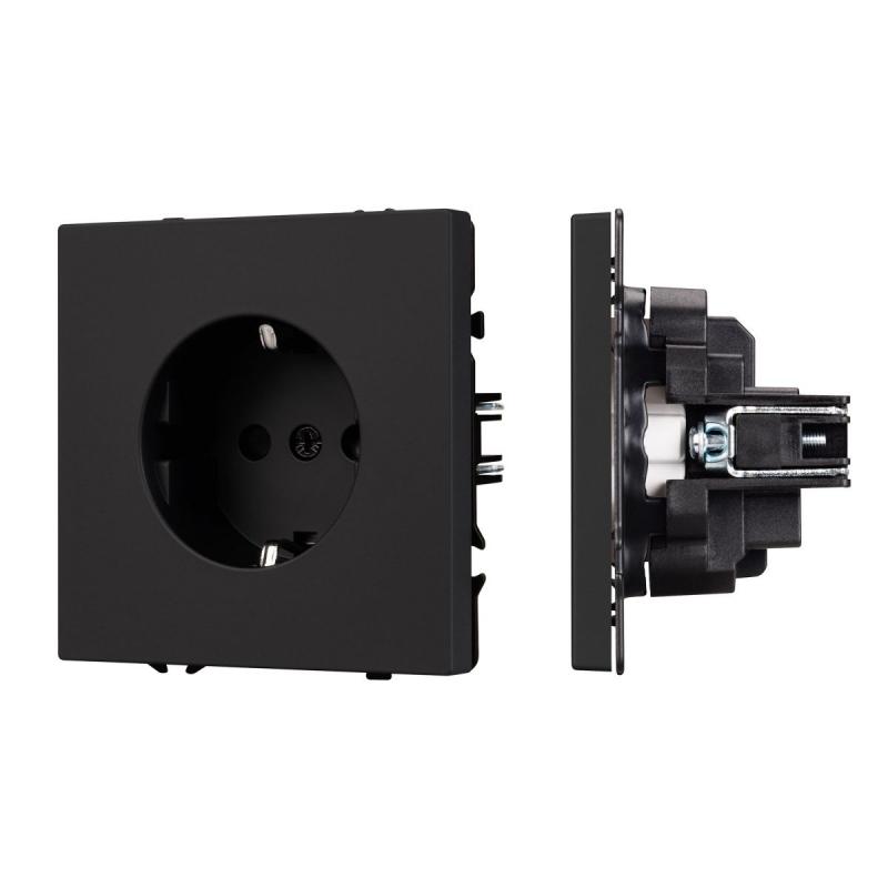 Розетка зк со шторками софт-тач черный оникс Arlight SCT-MEU-SFPL-BK (250V, 16A) 054277(1)