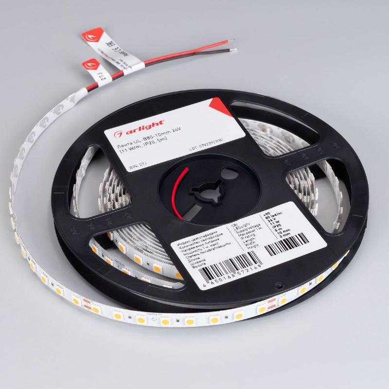 Светодиодная лента Arlight UL-B80-10mm 24V White6000 (11 W/m, IP20, 5m) 041373