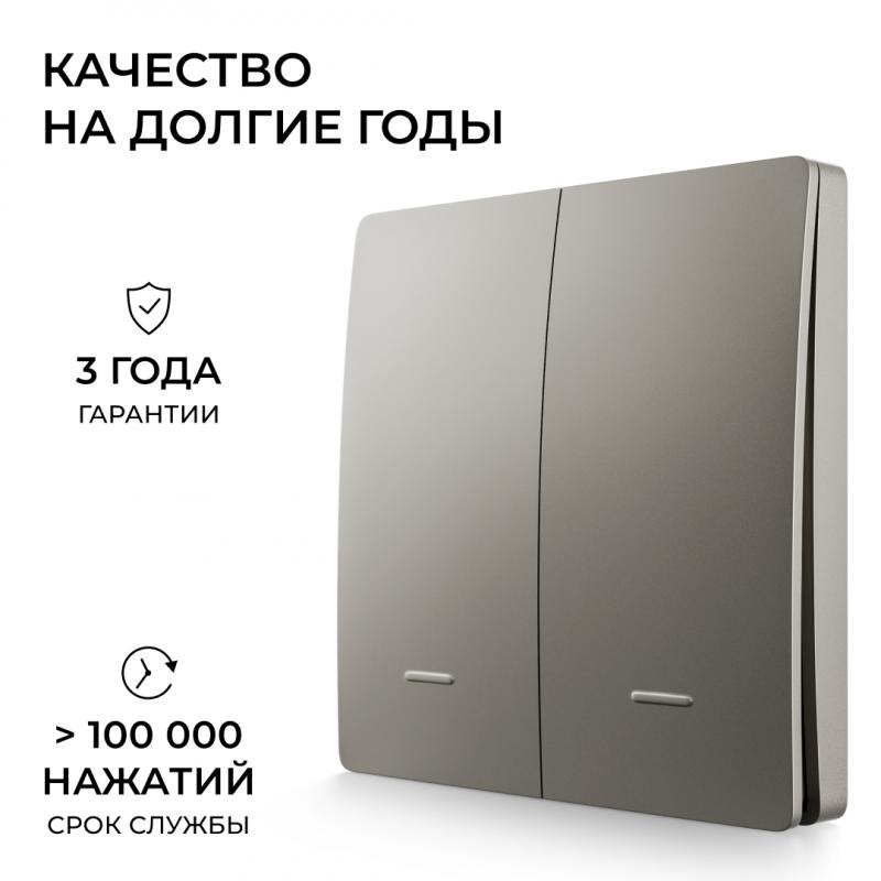 Выключатель кинетический 2кл., IP44, 2,4 ГГц, Smart, сер. Apeyron 04-79