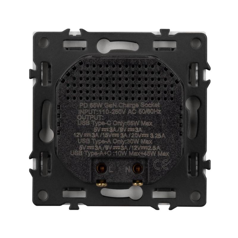 USB Розетка тип A+C софт-тач белый кварц Arlight SCT-MUAC-SFPL-FC-WH (65W, QC3) 054316(1)