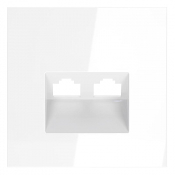 Накладка для розетки компьютерной двойной RJ45+RJ45 кат.6, S70 (белый глянцевый)